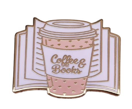 Pin "Coffee ＆ books" rosa