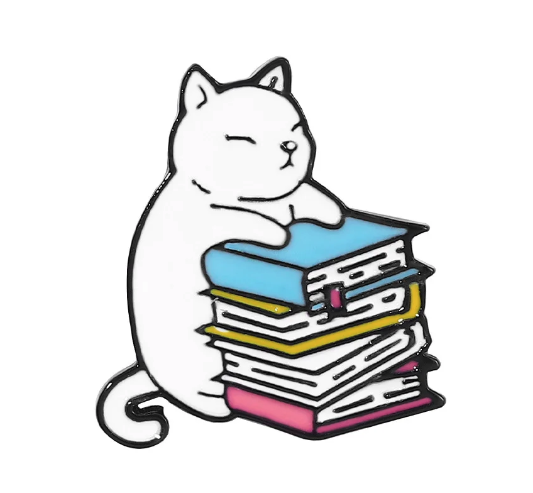 Pin «Gato blanco sujetando libros»